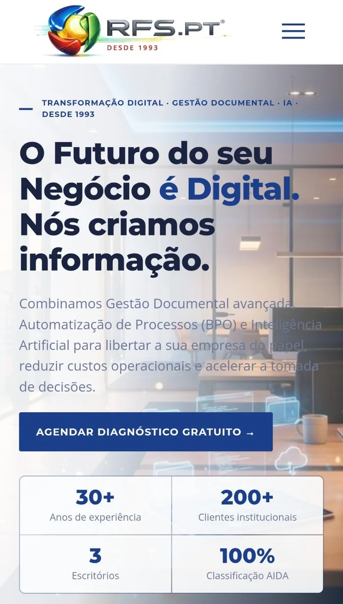 Site RFS em telemóvel